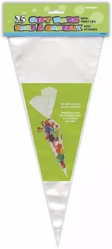 Bolsas Transparentes Forma Cono Dulces Cumpleaños