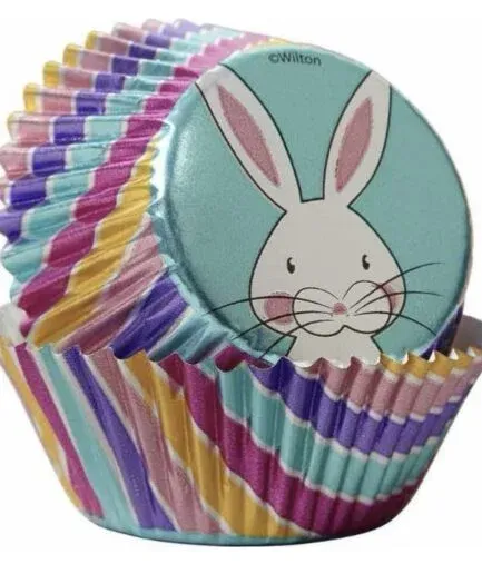 24 Cápsulas Metálicas Conejo Pascua Wilton