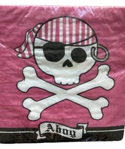 Servilletas Calavera Pirata Rosado
