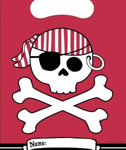 Bolsas Cumpleaños Calavera Pirata Rojo