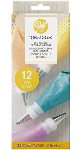 12 Mangas Pasteleras Desechables Grandes 40,6 cm Wilton