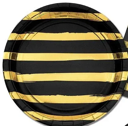 Platos Cumpleaños Fiesta Dorado