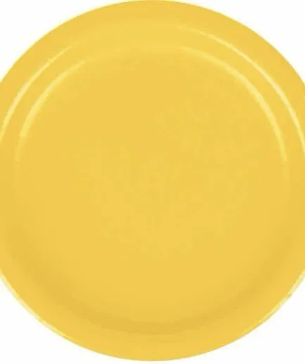 24 Platos Desechables Color Amarillo