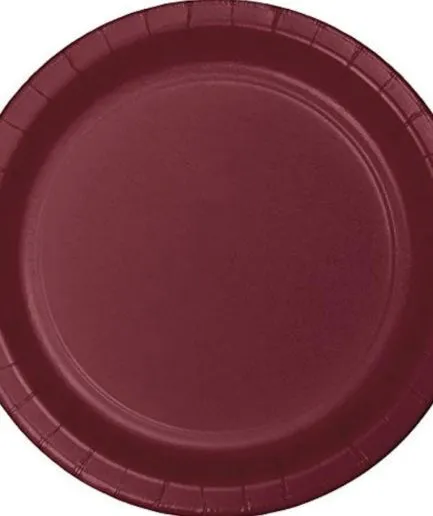 Platos Desechables Color Burdeo