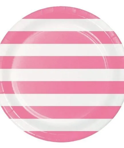 Platos Cumpleaños Líneas Rosado