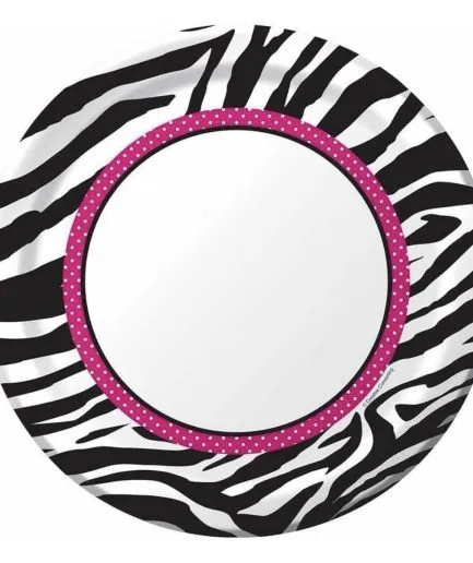 Platos Cumpleaños Zebra Blanco