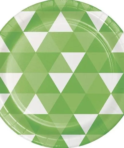 Platos Cumpleaños Figuras Geométricas Verde