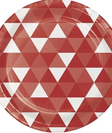 Platos Cumpleaños Fractal Rojo