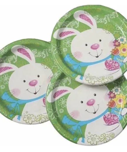 Platos Conejito Flores Pascua Resurrección