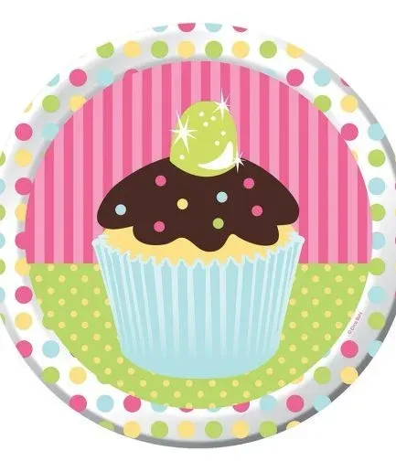 Platos Cumpleaños Cupcakes
