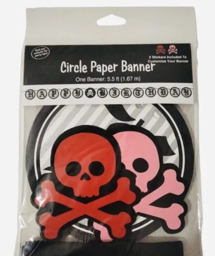 Banderin Calaveras Happy Birthday Pirata