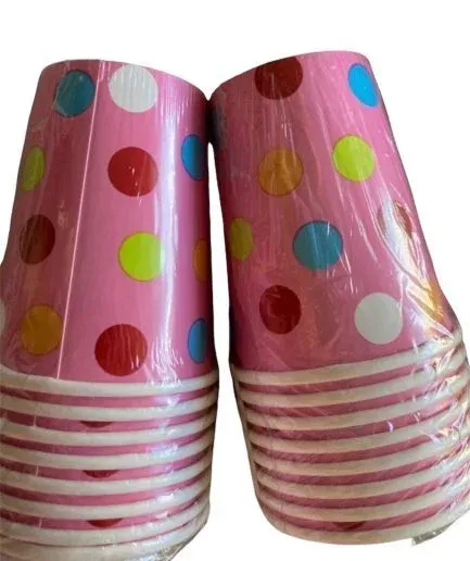 Vasos Cumpleaños Rosado Polka