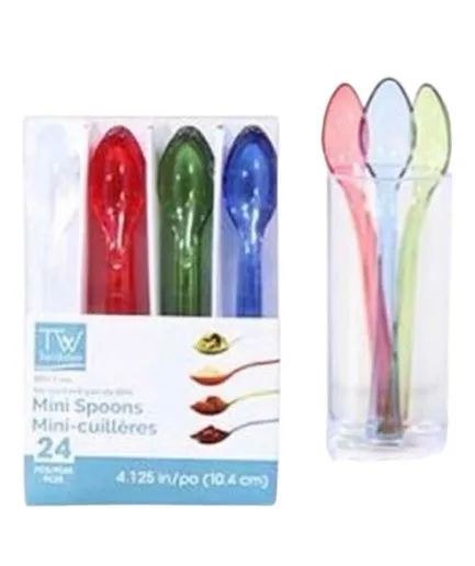 24 Cucharas de Colores Transparentes