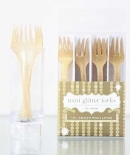 Mini Tenedores Gold Glitter