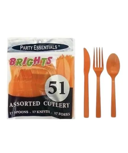 51 Cubiertos Color Naranjo Neón