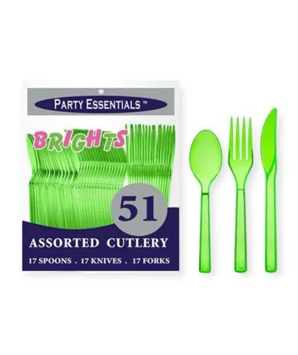 51 Cubiertos Color Verde Neón