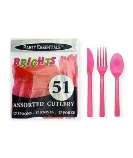 51 Cubiertos Color Rosado Neón