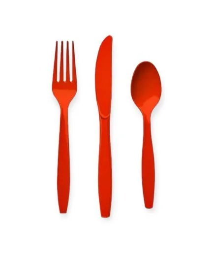 18 Cubiertos Color Rojo