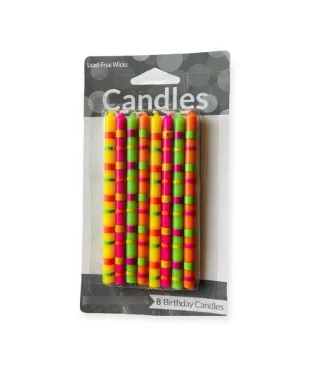 8 Velas Largas de Colores
