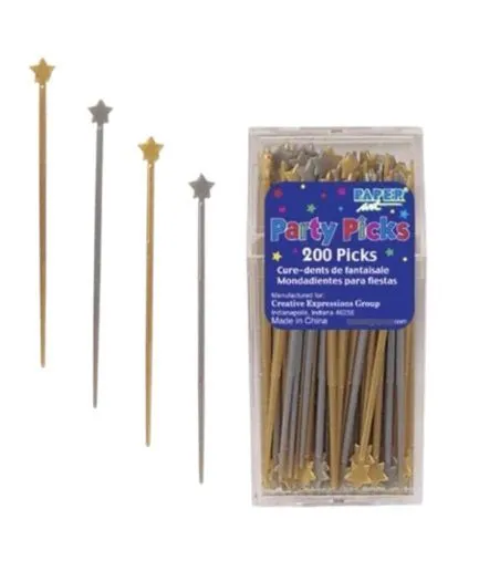 200 Mondadientes Estrellas Plateado Dorado