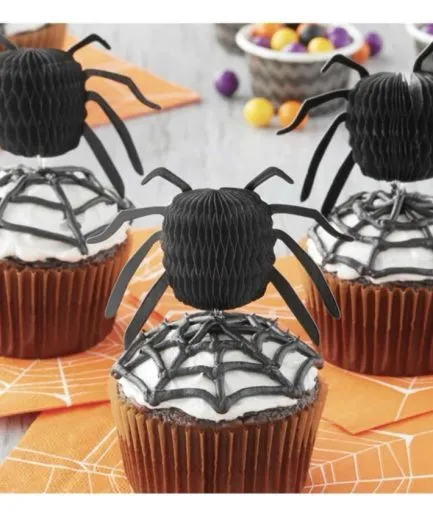 12 Decoraciones Toppers Araña Halloween
