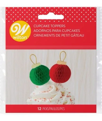 Toppers Círculos Rojo y Verde Navidad Wilton