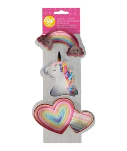 Cortadores de Galletas Unicornio Arcoíris Corazones Wilton