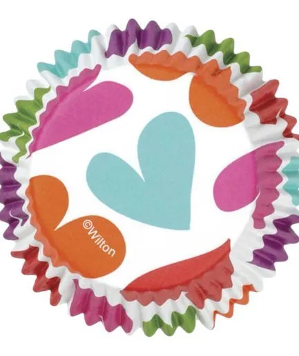 36 Cápsulas Color Cups Foil Corazones Wilton