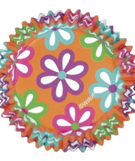 36 Cápsulas Color Cups Foil Flores Wilton