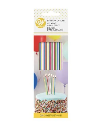 24 Velas Largas de Colores Wilton