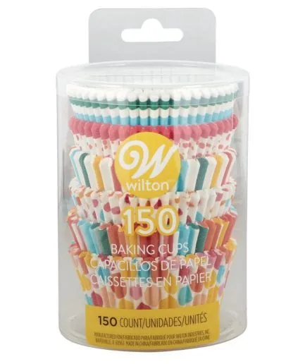 150 Cápsulas Arcoíris Polka Líneas Wilton