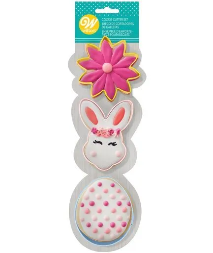 Cortadores de Galletas Flor Conejo y Huevo Pascua Wilton