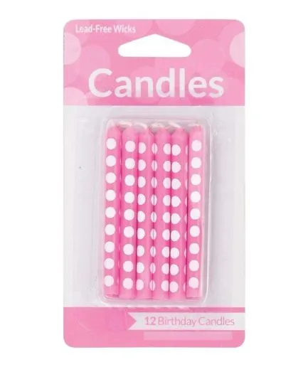 12 Velas Rosadas Polka