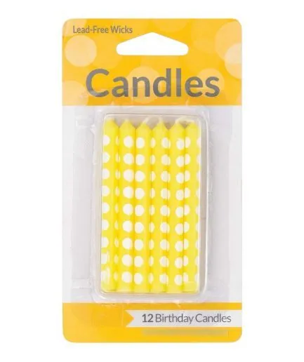 12 Velas Amarillo Polka