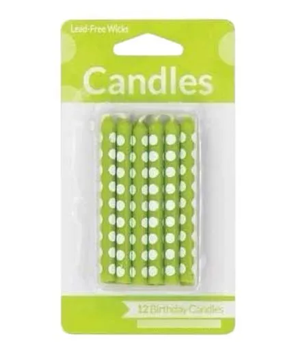 12 Velas Verde Polka