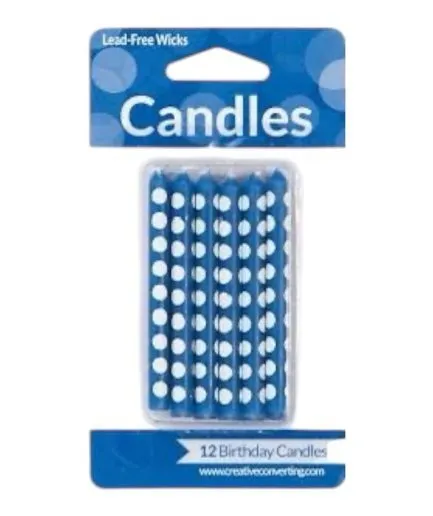 12 Velas Azul Polka