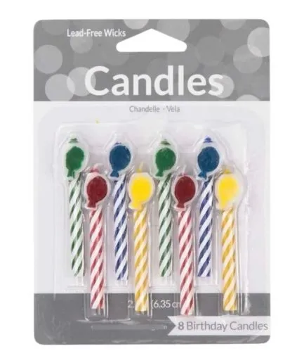 8 Velas Cumpleaños Líneas Globos