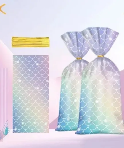 20 Bolsas Sirena Cumpleaños Tornasol
